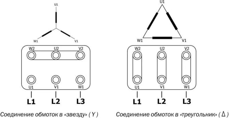 Подключение трехфазного двигателя к однофазной сети через конденсаторы – схемы