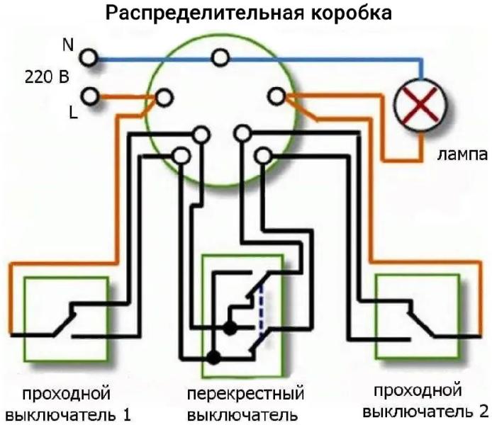 Схемы подключения осветительных приборов через бытовые выключатели