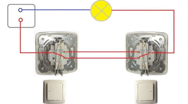 Как подключить на одну лампочку два выключателя